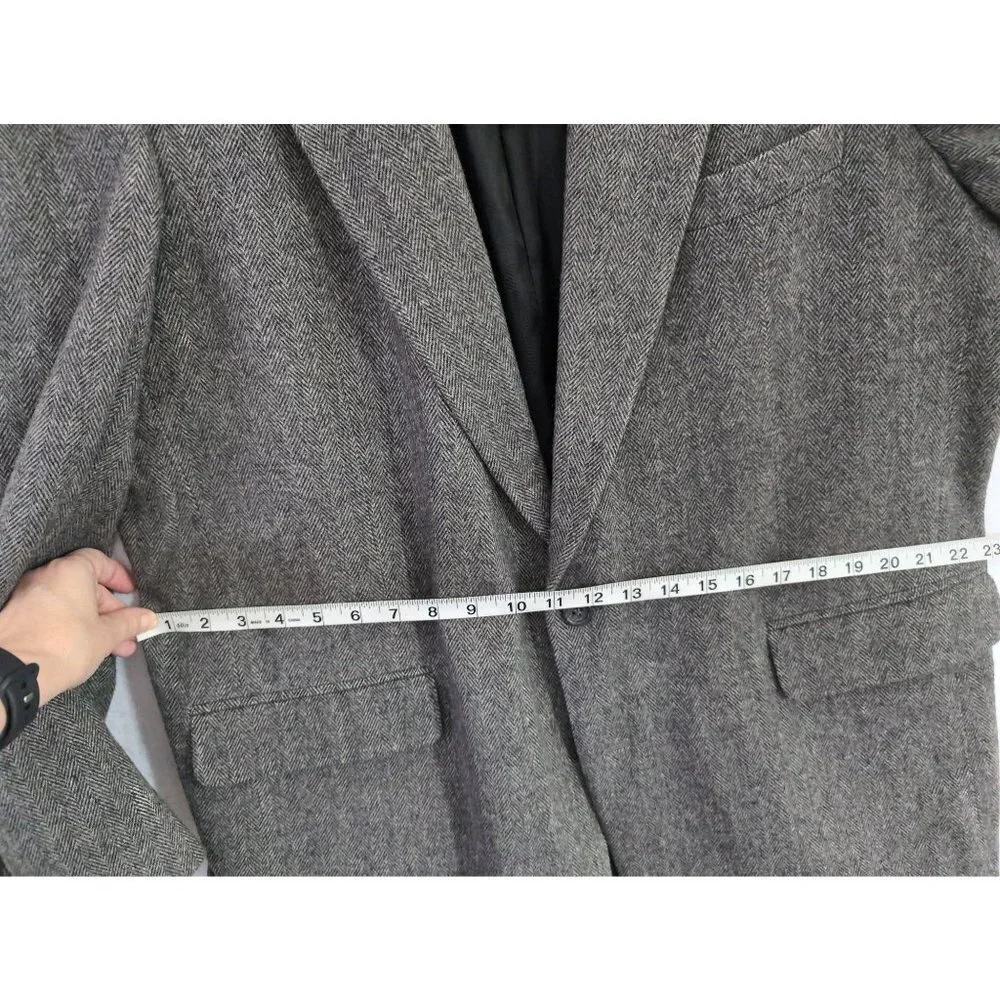 Robert Stock Sport‎ Coat Mens 46L Charcoal Gray Camel Hair Blend Herringbone
